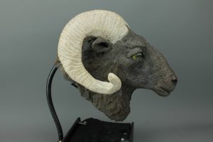 ceramic ram head sculpture Ouessant